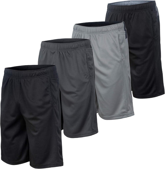 Men’S Athletic Shorts 4 Pack – Quick-Dry Moisture Wicking Basketball, Gym & Workout Shorts with Pockets